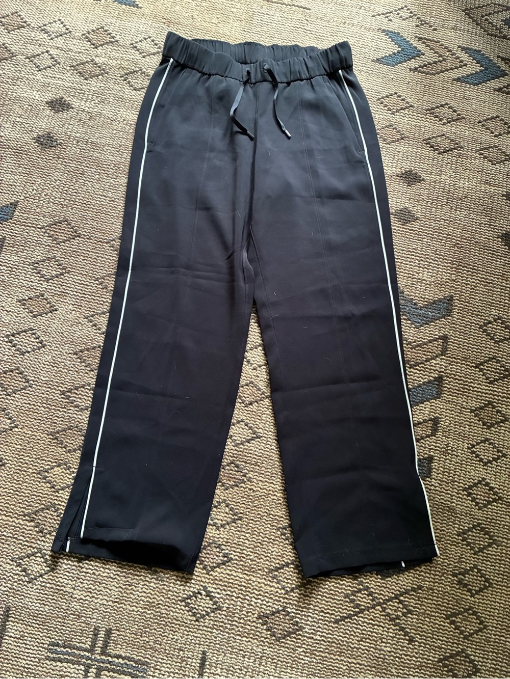 lululemon athletica Black Track Pants with White Side Piping
